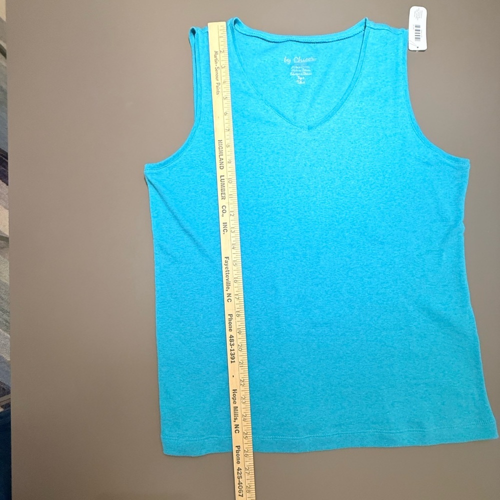 NWT Chico's Blue V-neck 100% Cotton Tank Top Size 2/Large - Picture 6 of 8